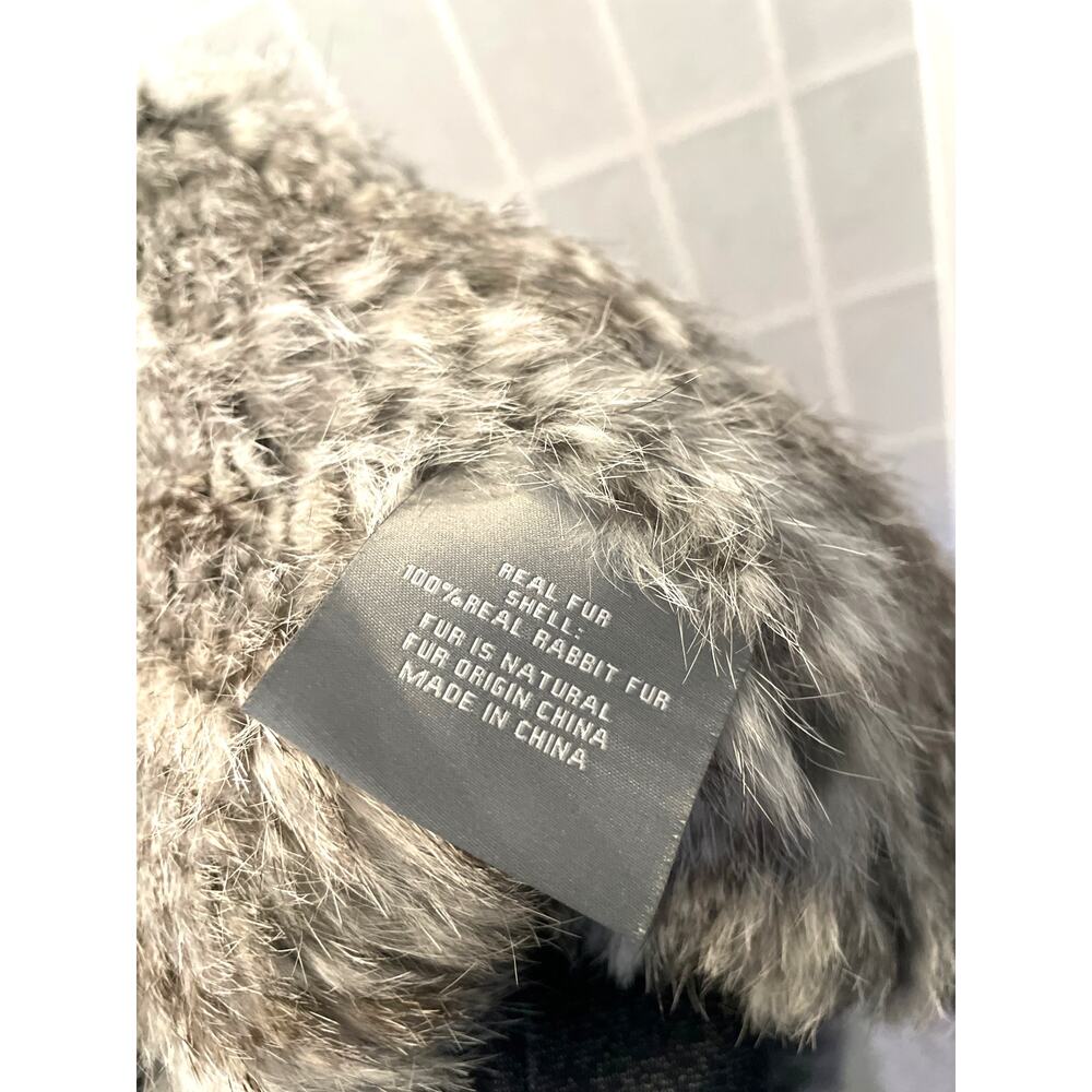 Bagatelle Rabbit Real Fur Vest XL Gray Textured Luxe Layering Piece Luxe Boho - Picture 6 of 7